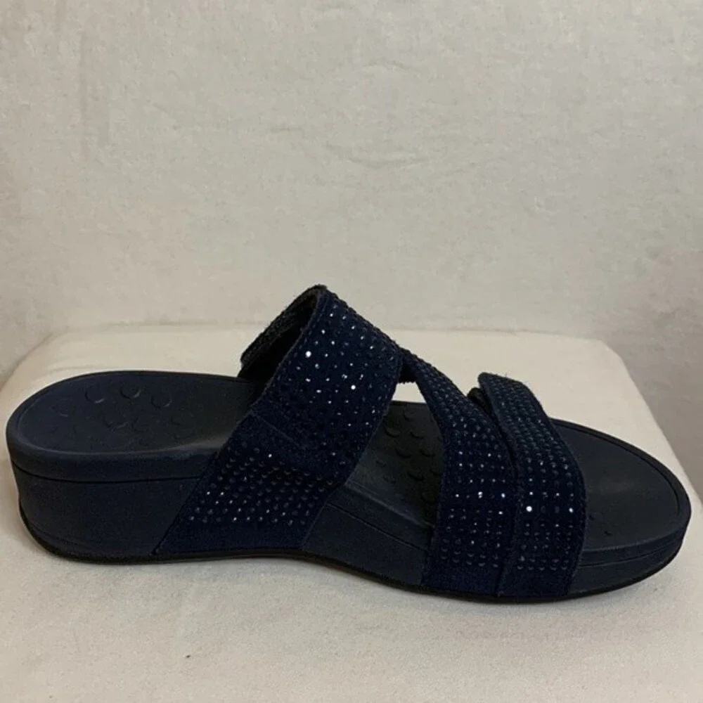 Vionic Black Sparkle Slide Sandals